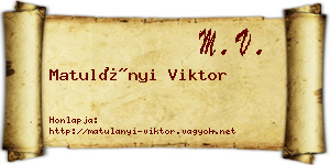 Matulányi Viktor névjegykártya